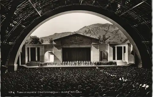 Oberammergau Passionstheater Passionsspielhaus Bühne mit Chor 1955