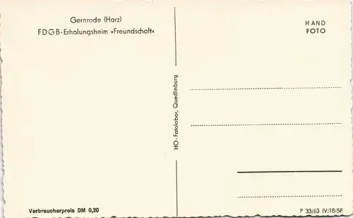 Gernrode-Quedlinburg FDGB-Erholungsheim Freundschaft DDR Ansicht 1958