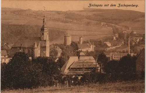 Ansichtskarte Zschopau Stadt mit Zschopenberg 1917