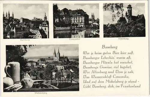 Ansichtskarte Bamberg Stadt, Cobcordia - Bier - Text 1940