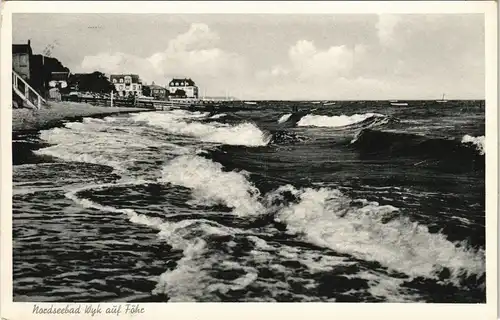 Ansichtskarte Wyk (Föhr) Strand, Hotels 1958