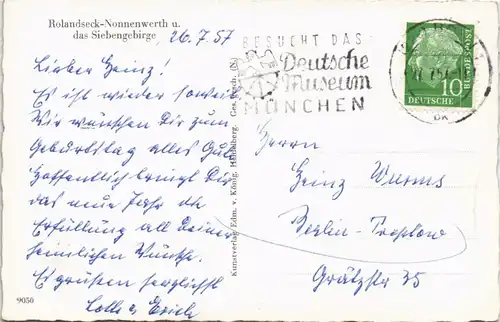 Ansichtskarte Nonnenwerth-Remagen Stadt und Siebengebirge 1957