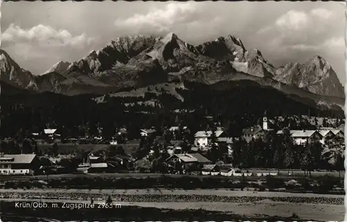 Ansichtskarte Krün Stadt und Zugspitze 1961