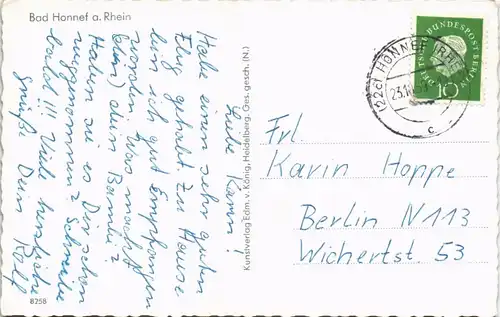 Ansichtskarte Bad Honnef Stadt Rhein-Dampfer 1959