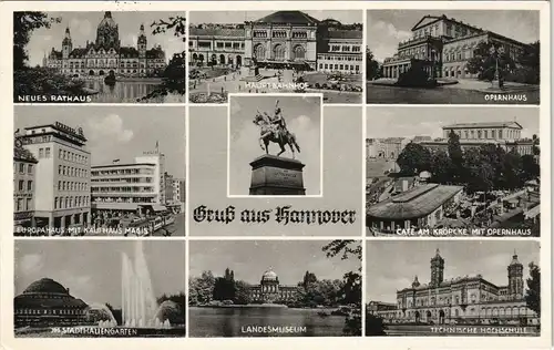 Ansichtskarte Hannover Europahaus Kaufhaus Magis, Kröpcke etc 1957