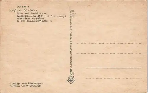 Reblin Fijewigge-Talsperre Blick auf See und Ebbegebirge mit Kolbturm 1950