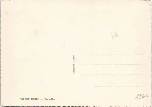 Postkaart Brüssel Bruxelles Partie am PALACE HOTEL 1960