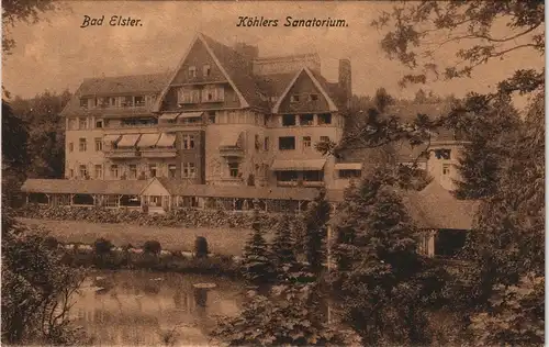 Ansichtskarte Bad Elster Dr. Köhlers Sanatorium - Flusseite 1917