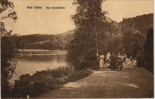 Ansichtskarte Bad Elster Frauen mit Kindern am Gondelteich 1917