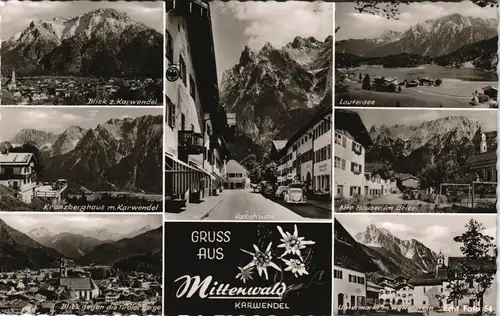 Ansichtskarte Mittenwald Mehrbild-AK mit 7 Stadtteilansichten 1960