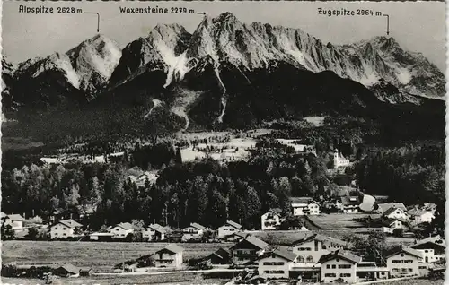 Ansichtskarte Grainau Zugspitzdorf Grainau mit Berg Panorama Alpen 1955