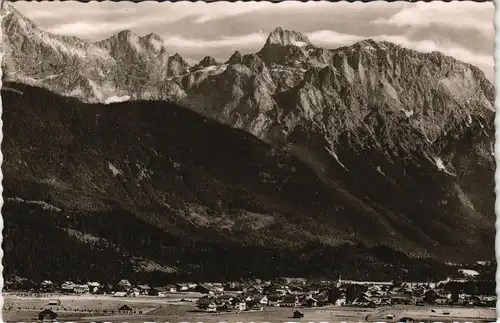 Ansichtskarte Krün Panorama Ansicht mit Alpen Bergen 1958