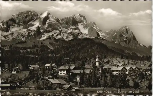 Ansichtskarte Krün Panoramaansicht Blick zur Zugspitze Alpen 1960