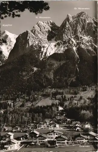 Grainau Panorama-Ansicht mit Alpspitze, Waxenstein Berge Alpen 1959