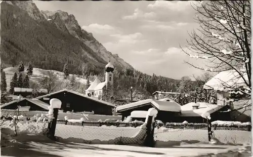 Ansichtskarte Grainau Ortsansicht Häuser unter Schnee 1970