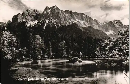 Ansichtskarte Grainau Badersee, Zugspitze, Alpen Panorama 1961
