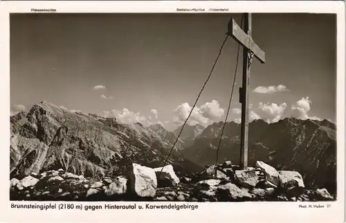 Mittenwald Brunnsteingipfel (2180 m) gegen Hinterautal u. Karwendelgebirge 1955