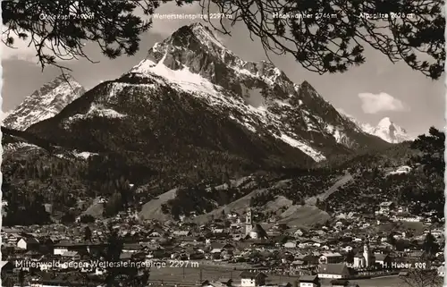 Mittenwald Panorama-Ansicht gegen Wetterstein-Gebirge Alpen 1960