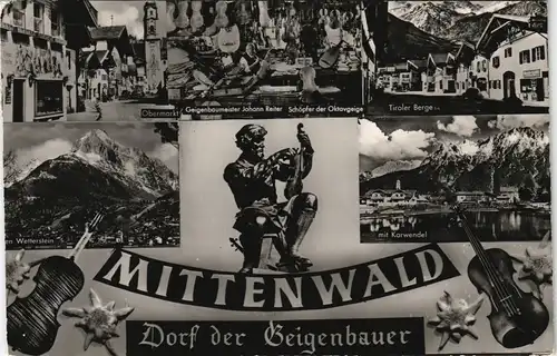 Mittenwald Stadtteilansichten Dorf der Geigen-Bauer Mehrbild-AK 1957