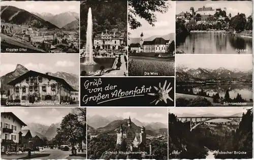 Ansichtskarte .Bayern MB Bayern Orte & Dörfer "Große Alpenfahrt" 1958