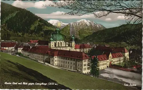 Ansichtskarte Ettal Kloster Gesamtansicht mit Fernblick 1960