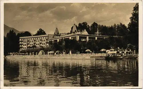 Postcard Bled Veldes Park hotel in terasa, kavarne Kazino 1950