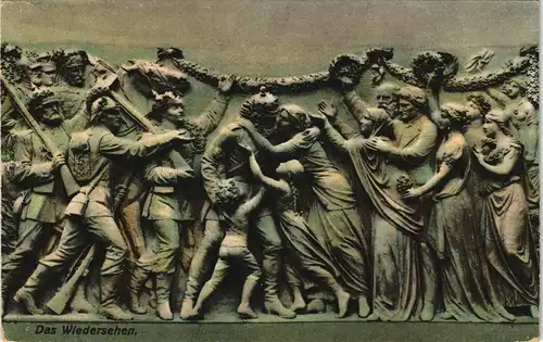 Relief "Das Wiedersehen" 1916   1. Weltkrieg Feldpost gel (Reserve-Division)