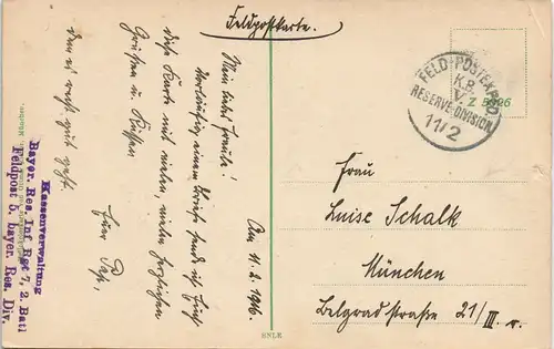 Relief "Das Wiedersehen" 1916   1. Weltkrieg Feldpost gel (Reserve-Division)