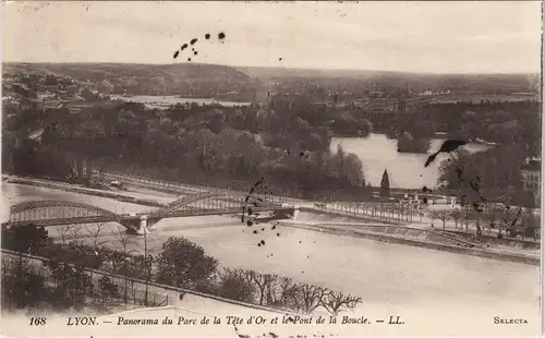CPA Lyon Panorama du Parc de la Tête d'Or, Pont de la Boucle 1914