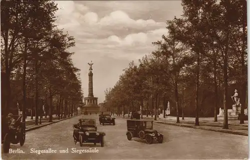 Tiergarten-Berlin Siegesallee Siegessäule, Auto Verkehr Oldtimer 1928