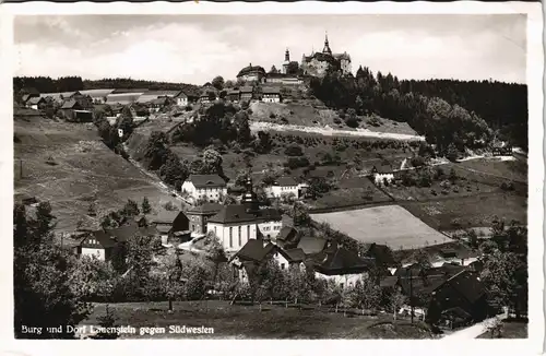 Ansichtskarte Lauenstein-Ludwigsstadt Burg Fernansicht, Orts-Teilansicht 1957