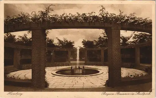 Winterhude (Mühlenkamp)-Hamburg Pinguin-Brunnen im Stadtpark 1927