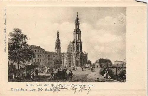 Innere Altstadt-Dresden Brühlsche Terrasse / Terassenufer vor 50 Jahren 1922