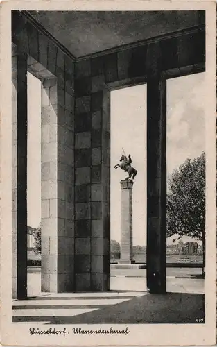 Ansichtskarte Düsseldorf Blick auf das Ulanendenkmal 1935