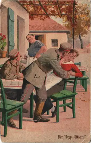 Ansichtskarte  Künstlerkarten - Militär - Die Requisition 1918