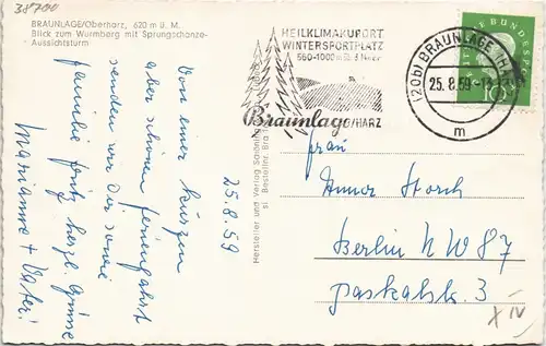 Ansichtskarte Braunlage An der Stadt 1959