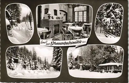 Ansichtskarte Braunlage Waldgaststätte Brunnenbachsmühle im Winter MB 1962