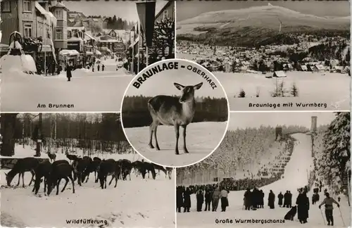 Ansichtskarte Braunlage MB Winter-AK: Schanze, Straße 1960