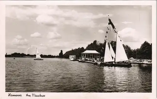 Ansichtskarte Döhren-Wülfel-Hannover Maschsee - Segelboote Pavillon 1957