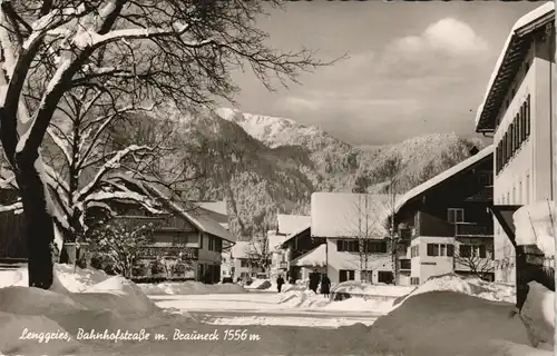 Ansichtskarte Lenggries Bahnhofstraße im Winter 1962