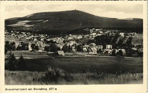 Ansichtskarte Braunlage stadt mit Wurmberg 1961