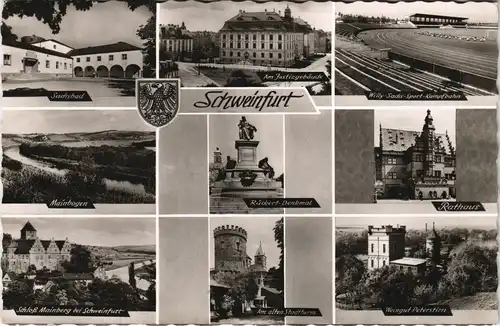 Ansichtskarte Schweinfurt Schlösser, Umland, Stadion 1959