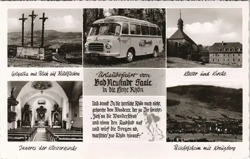 Ansichtskarte Bad Neustadt a.d. Saale MB: Reisebus, Kloster, Golgatha 1961