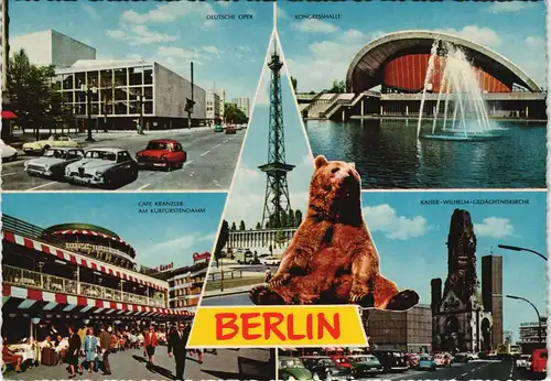 Ansichtskarte Berlin MB Cafe Kranzler, Bär, Kudamm, Funkturm 1978