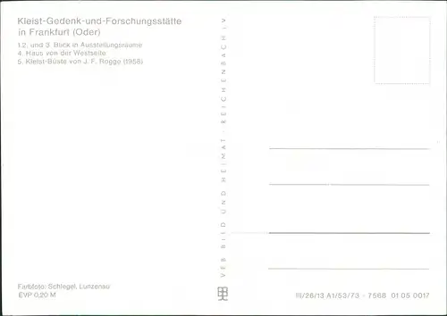 Frankfurt (Oder) Kleist-Gedenk-und-Forschungsstätte: Ausstellungsräume 1973