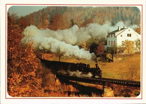 Ansichtskarte Wolkenstein Dampflokomotive - Preßnitztal 1985