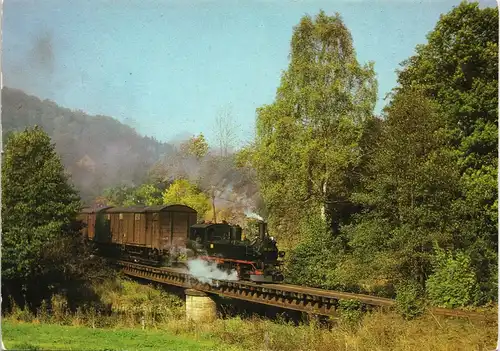 Ansichtskarte Streckewalde Güterzug mit Lokomotive 99 1585-1 1984