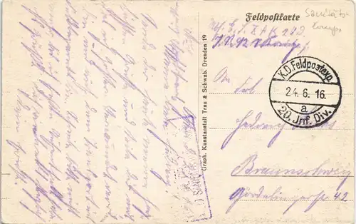 CPA Brimont (Marne) WK1 das zerstörte Schloß gel. Feldpost 1916