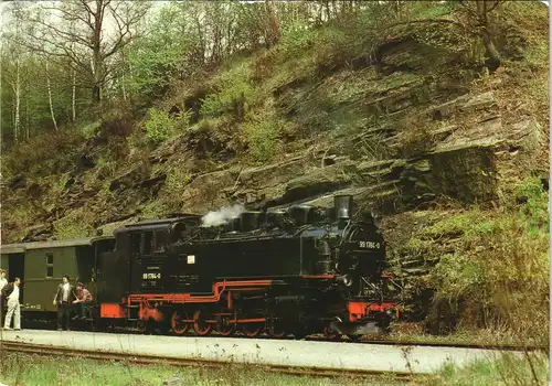 Seifersdorf Dippoldiswalde Personenzug mit Lokomotive 99 1784-0, Bahnhof 1984