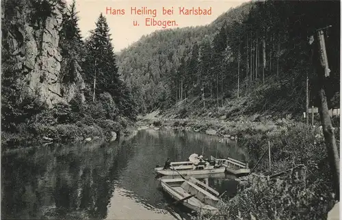 Ansichtskarte Karlsbad Hans Heiling Boote 1912
